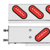 3-3/4" Bolt Pattern SS Spring Loaded Bar With 6X 22 Red LED 6" Oval GloLight & Grommet -Red Lens (Pair)