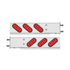 3-3/4" Bolt Pattern SS Spring Loaded Bar With 6X 22 Red LED 6" Oval GloLight & Grommet -Clear Lens (Pair)