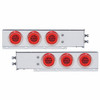 2" Bolt Pattern SS Spring Loaded Bar With 6X 21 LED 4" GloLight & Visors -Red LED & Lens (Pair)