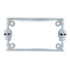 Two Skull Motorcycle License Plate Frame - Chrome