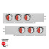2" Bolt Pattern SS Spring Loaded Light Bar With 6X Double Fury 19 LED Lights & Visors-Red & White LED (Pair)