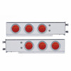 2.5" Bolt Pattern SS Spring Loaded Bar With 6X 4" 7 LED Lights & Visors -Red LED & Lens (Pair)