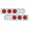 2" Bolt Pattern SS Spring Loaded Bar With 6X 21 LED 4" GloLight -Red LED & Lens (Pair)