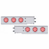 2.5" Bolt Pattern Chrome Spring Loaded Bar With 6X 4" 7 LED Lights & Visors -Red LED & Lens (Pair)
