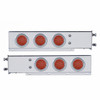 3-3/4" Bolt Pattern Deluxe SS Spring Loaded Bar W/6X 12 LED 4" Light & Visors -Red LED & Lens (Pair)