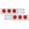 3-3/4" Bolt Pattern Deluxe SS Spring Loaded Bar W/6X 21 Red LED 4" GloLight & Visors -Red Lens (Pair)