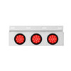 Stainless Top Mud Flap Plate With 3X 12 LED 4" Lights & Grommets - Red LED/Red Lens (Each)
