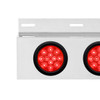 Stainless Top Mud Flap Plate With 3X 12 LED 4" Lights & Grommets - Red LED/Red Lens (Each)