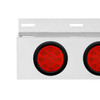 Stainless Top Mud Flap Plate With 3X 12 LED 4" Lights & Grommets - Red LED/Red Lens (Each)