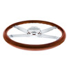 18" Chrome 4 Spoke With Wire Cutout Steering Wheel With Horn Bezel & Button-Wood Grain