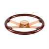 18" Rose Gold 4 Spoke Steering Wheel With Horn Button & Bezel-Wood Grain