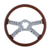 18" Chrome Steering Wheel With Skull Accent - Wood