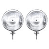 7" Chrome Dietz Style Headlight With 12 Volt Flat H4 Halogen Bulb (Pair)