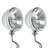 7" Chrome Dietz Style Headlight With 12 Volt Flat H4 Halogen Bulb (Pair)