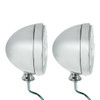 7" Chrome Dietz Style Headlight With 12 Volt Flat H4 Halogen Bulb (Pair)