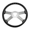 18" Chrome Steering Wheel With Skull Accent - Black