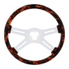 18" Flame Steering Wheel With Hydro-dip Finish Wood - 4 Spoke