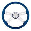 18" 4 Spoke Steering Wheel With Color Matching Horn Bezel - Electric Blue