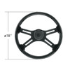 18" Matte Black 4 Spoke Steering Wheel With Horn Bezel & Button-Gloss Black
