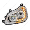 35741-UP CHROME 10 LED HEADLIGHT FOR 2013-2021 KENWORTH T680 - DRIVER SIDE