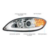 31175-UP CHROME PROJECTION HEADLIGHT WITH LED TURN SIGNAL & LIGHT BAR FOR 2006-2017 INTERNATIONAL PROSTAR - DRIVER