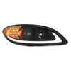 31178-UP BLACK PROJECTION HEADLIGHT WITH LED TURN SIGNAL & LIGHT BAR FOR 2006-2017 INTERNATIONAL PROSTAR - PASSENGER