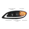 31178-UP BLACK PROJECTION HEADLIGHT WITH LED TURN SIGNAL & LIGHT BAR FOR 2006-2017 INTERNATIONAL PROSTAR - PASSENGER