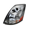 31263-UP CHROME PROJECTION HEADLIGHT WITH WHITE LED LIGHT BAR FOR 2003-2017 VOLVO VN/VNL - DRIVER