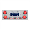 34281-UP SS REAR CENTER PANEL WITH 4X 21 LED 4" GLOLIGHT & 6X 9 LED 2" LIGHTS & VISORS-RED LED/CLEAR LENS