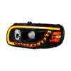 32918-UP Blackout Projection Headlight With LED Turn Signal & Light Bar For 2008-2024 Peterbilt 389-Driver
