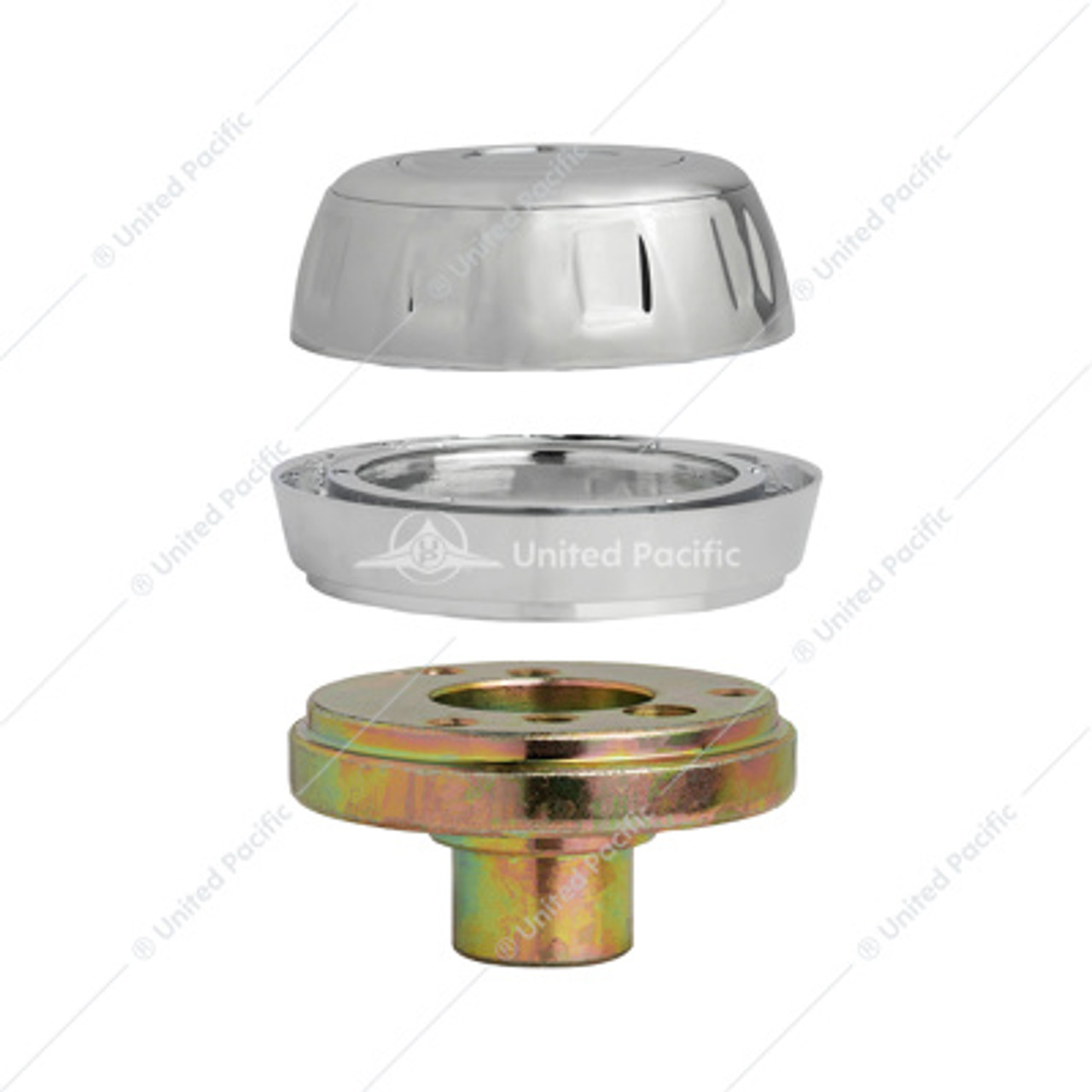 88211-UP CHROME STEERING WHEEL HUB & HORN BUTTON KIT FOR PETERBILT