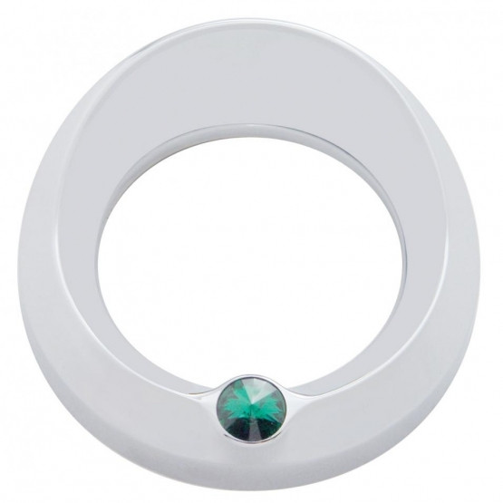 Signature Series Gauge Bezel With Visor & Crystal For 3-3/4" DIA Speed/Tachometer Gauge - Green Crystal