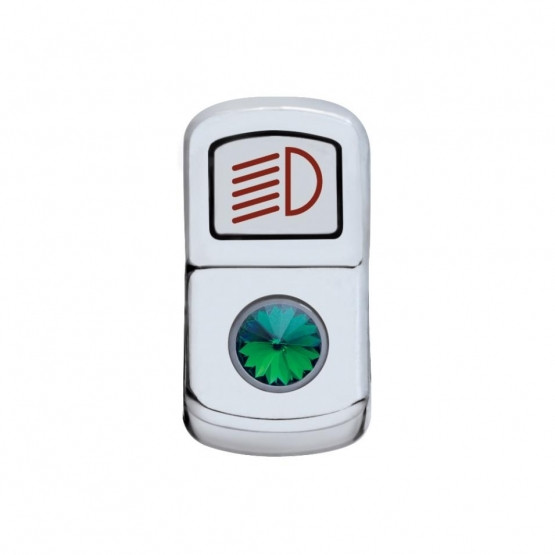 "Headlight" Rocker Switch Cover With Green Crystal