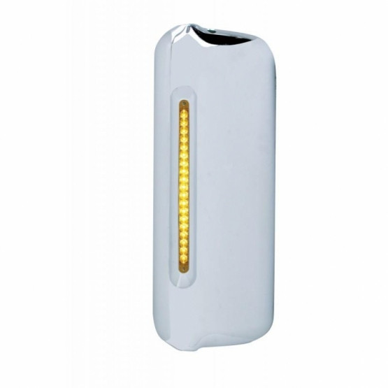 Mirror Cover With 19 LED 12" Reflector Light Bar For 2005+ Freightliner  (Driver) - Amber LED/Amber Lens