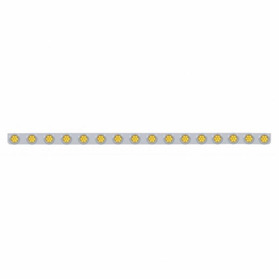 79-1/2" SS Bumper Light Bracket With 16X 7 LED 2" Reflector Lights & Bezels -Amber LED & Lens