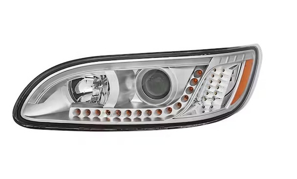 89451-GG Peterbilt 386 387 330 335 382 384 Chrome Headlight LED DRL and Turn Signal - Passenger
