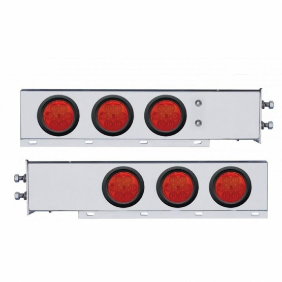 2" Bolt Pattern SS Spring Loaded Bar With 6X 4" 7 LED Lights -Red LED & Lens (Pair)