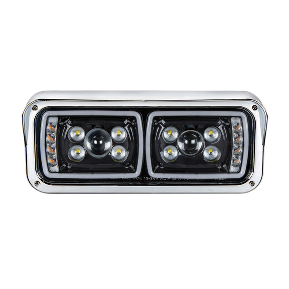 35825-UP  10 High Power LED "Blackout" Projection Headlight With LED Turn Signal & Position Light Bar - Driver