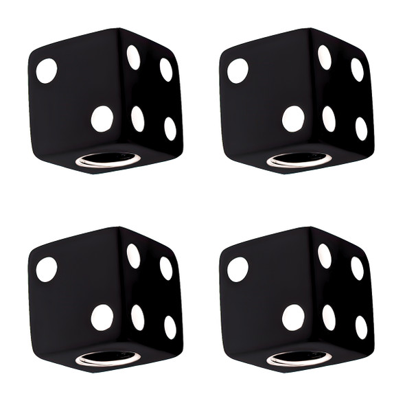 Black Dice Valve Caps With White Dots (Set of 4)