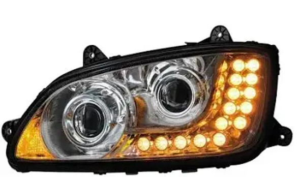 40562 Kenworth T660 T700 Chrome Projector Headlights - Driver