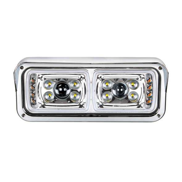 35824-UP 10 High Power LED "Chrome" Projection Headlight With LED Turn Signal & Position Light Bar - Passenger