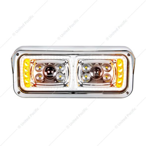 35824-UP 10 High Power LED "Chrome" Projection Headlight With LED Turn Signal & Position Light Bar - Passenger