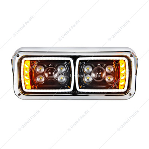 35826-UP 10 High Power Led "Blackout" Projection Headlight With Led Turn Signal & Position Light Bar - Passenger