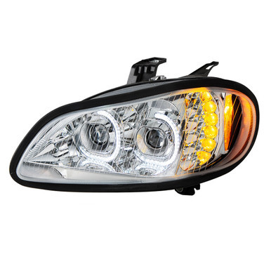 35729-UP Chrome LED Headlight Assembly For 2002+ Freightliner M2- Driver
