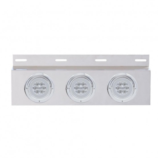 Stainless Top Mud Flap Plate With 3X 21 LED 4" GloLight & Visors - Red LED/Clear Lens (Each)