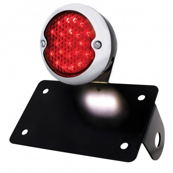SS & Black Housing 1933 Ford Style LED Tail Light Assembly With Horizontal Mounting Bracket For Motorcycle