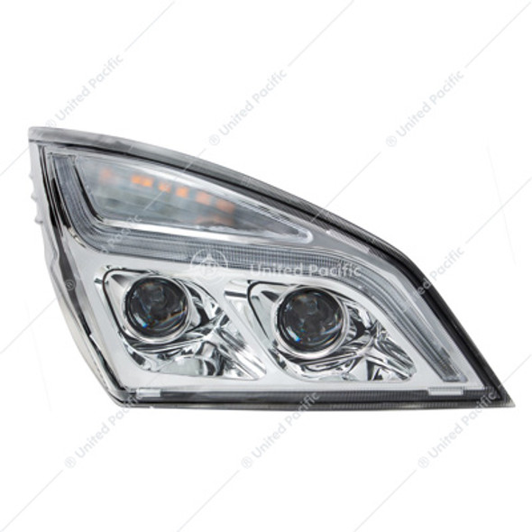 35820-UP Chrome LED Projection Headlight With LED Position Light For 2018-2022 Freightliner Cascadia - Passenger