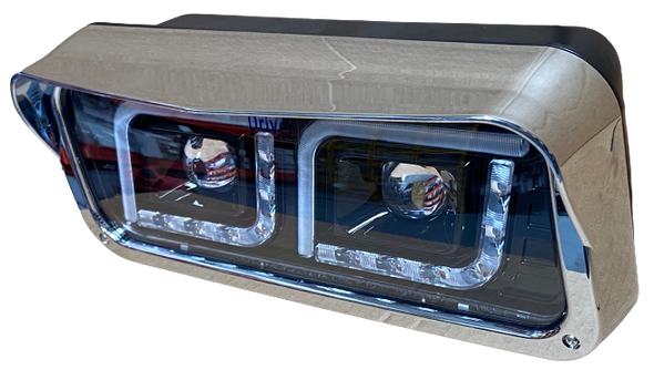 US02-9911L Black Projector Headlight fits Freightliner Classic, Peterbilt, Kenworth, and Western Star 4900  Driver