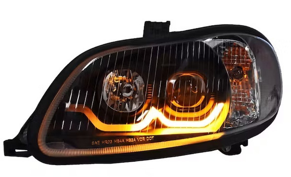 42447L Freightliner M2 Blackout Projector Headlights With Dual Function Sequential LED Light Bar Pair - Driver Site