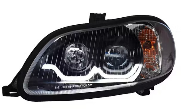 42447L Freightliner M2 Blackout Projector Headlights With Dual Function Sequential LED Light Bar Pair - Driver Site